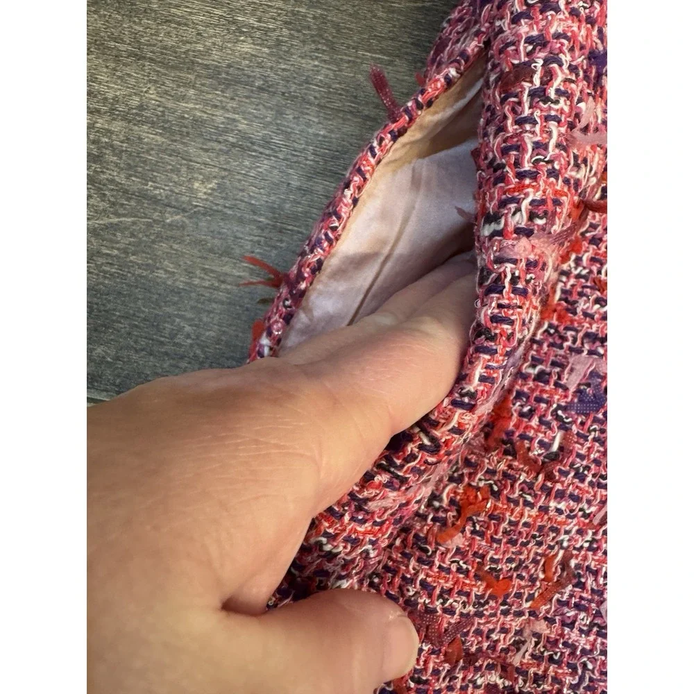 Kate Spade New York Flutter Sleeve Tweed Dress Pink Size 12 Jackie O Preppy‎